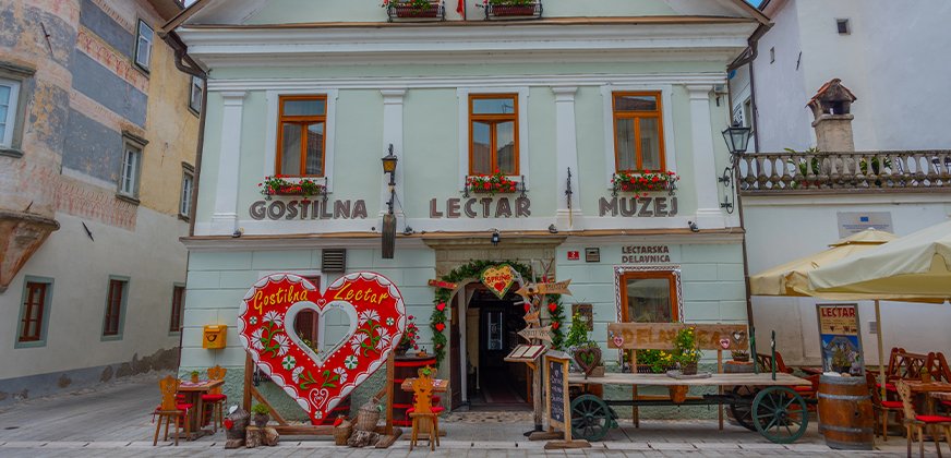 Het gingerbread museum van Radovljica in het Noordwesten van Slovenië aan de rand van het Triglav Nationaal Park