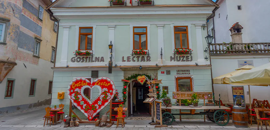 Het gingerbread museum van Radovljica in het Noordwesten van Slovenië aan de rand van het Triglav Nationaal Park